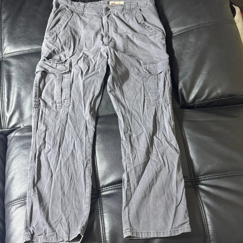 Wrangler Men's Cargo Pants Gray Outdoor Hiking Relaxed Fit Stretch‎ 34x30